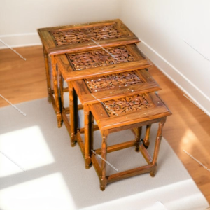 wood made nesting tables set