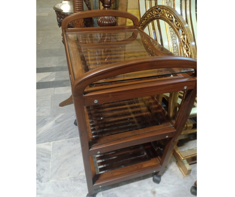 Wooden tea Trolley Chiniot Wood Carvings
