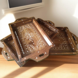 wooden serving Tray set